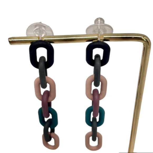 ⭐️✨ FREE Chain Link Boho Peasant Art Deco Farm Hipster Hippie Modern Earrings - Picture 1 of 8